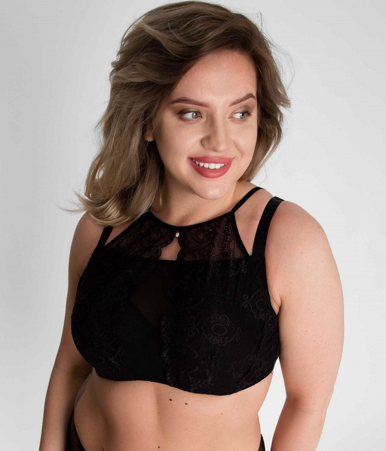 Бюстгальтер-топ с мягкими чашками и кружевом 