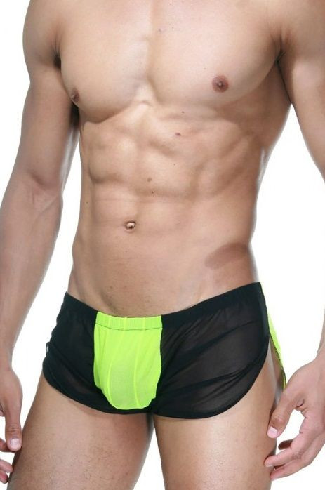 Мужские черно-лаймовые шорты 