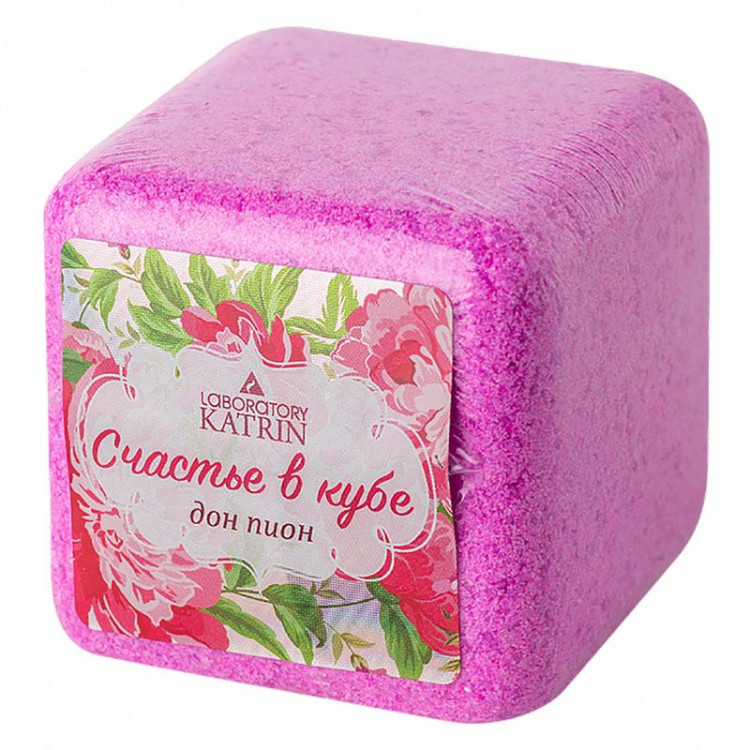 Шипучая соль для ванн «Счастье в кубе» с ароматом пиона - 130 гр. 