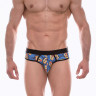 Синие трусы-брифы с разноцветным принтом Don Moris