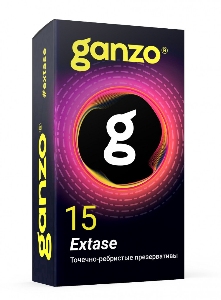 Презервативы анатомической формы с точечной и ребристой структурой Ganzo Extase - 15 шт. 