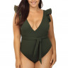 Стильный совместный купальник plus size с оборками