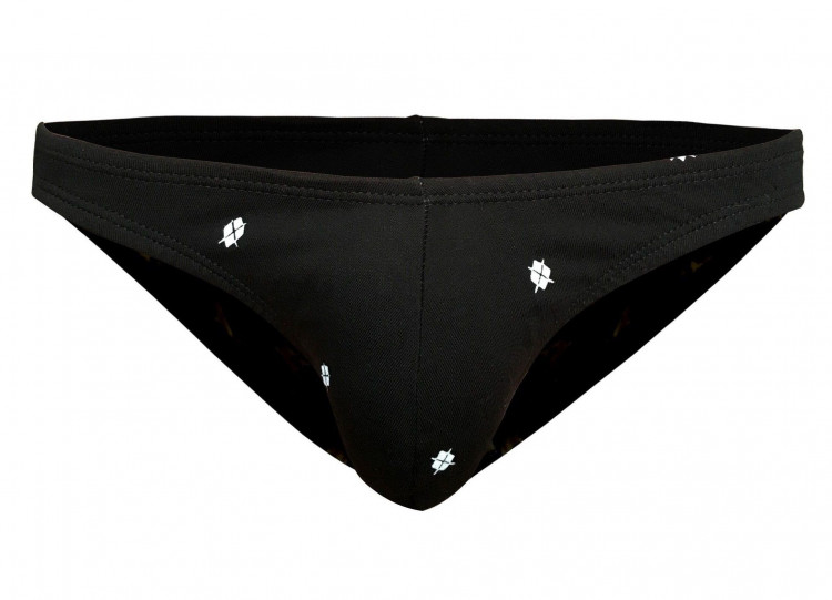 Черные мужские трусы-слипы с ромбовидным принтом 