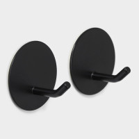 Набор из 2 черных круглых самоклеящихся крючков «Классика. Круг»