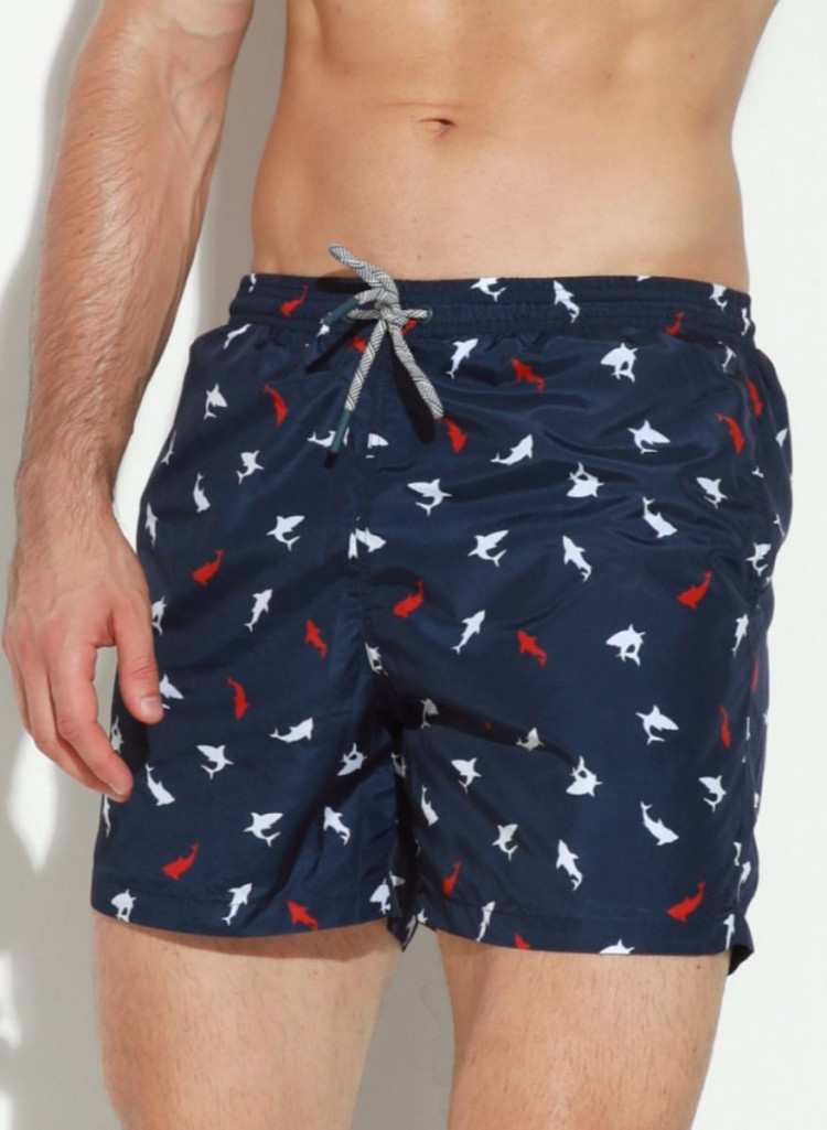 Мужские пляжные шорты с принтом в виде цветных акул 