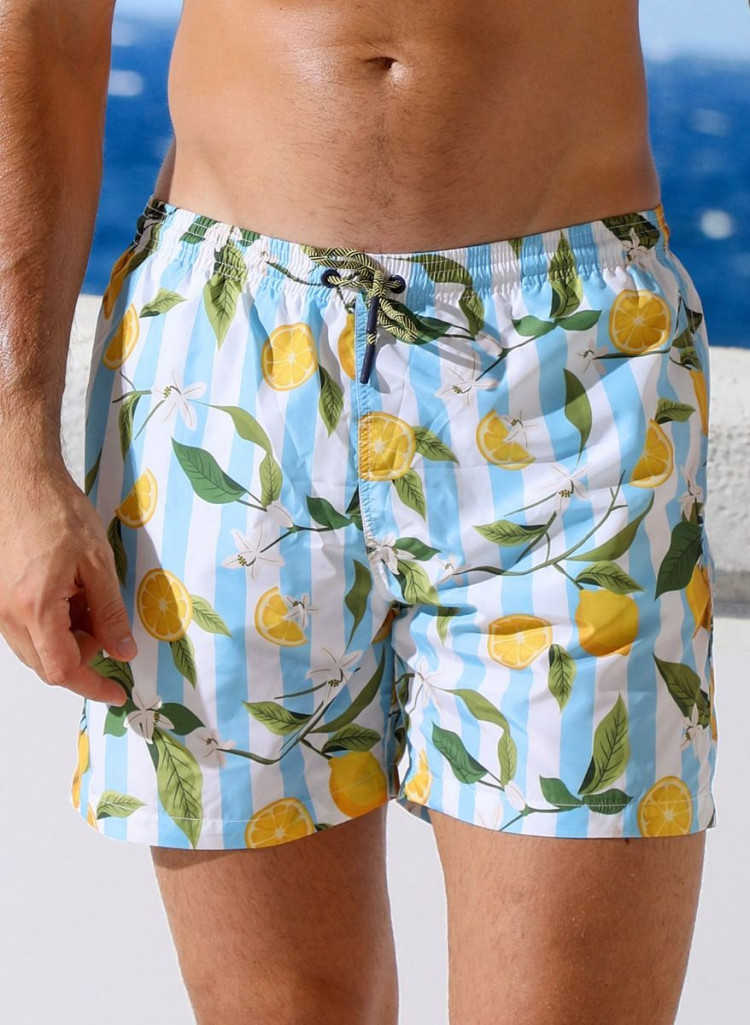 Мужские пляжные шорты с принтом в виде лимонов 