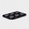Форма для выпечки Доляна «Пончики», 26,5×17 см, 6 ячеек, антипригарное покрытие, цвет чёрный
