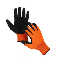 Черно-оранжевые нейлоновые перчатки с латексным полуобливом (размер 10)