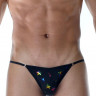 Черные мужские трусы-танга с разноцветными звездами