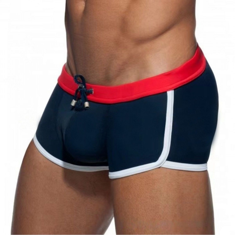 Темно-синие мужские плавки-хипсы с контрастной отделкой 