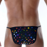 Черные мужские трусы-танга с разноцветными сердечками