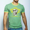 Зеленая мужская футболка с черепом, змеёй и надписью