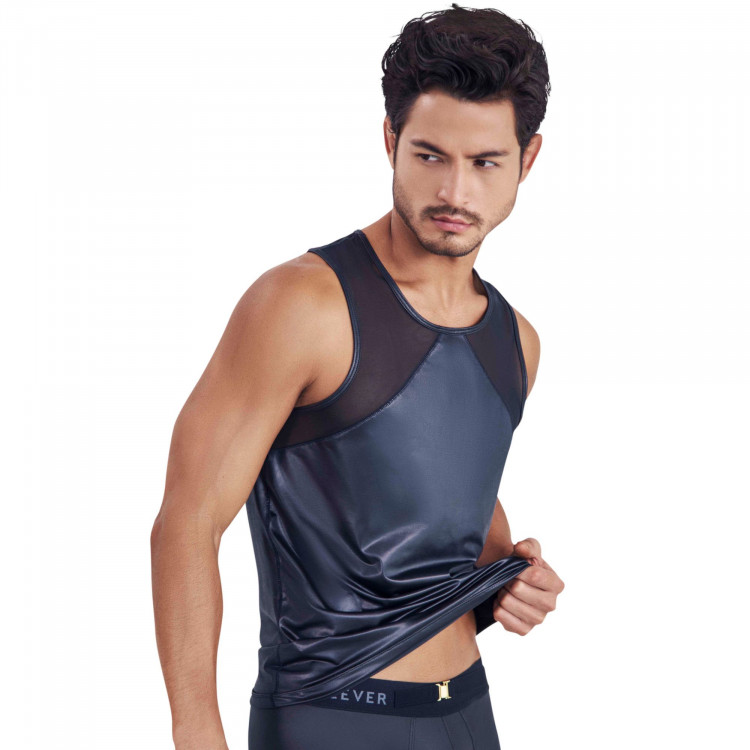 Черная мужская майка с эффектом мокрой ткани Misty Tank Top 