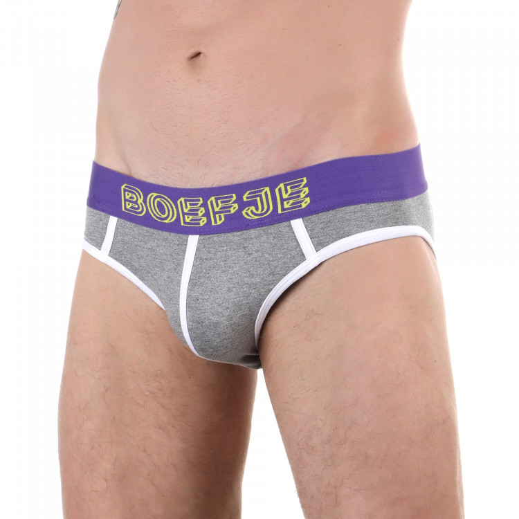 Серые меланжевые трусы-джоки с брендированной резинкой 