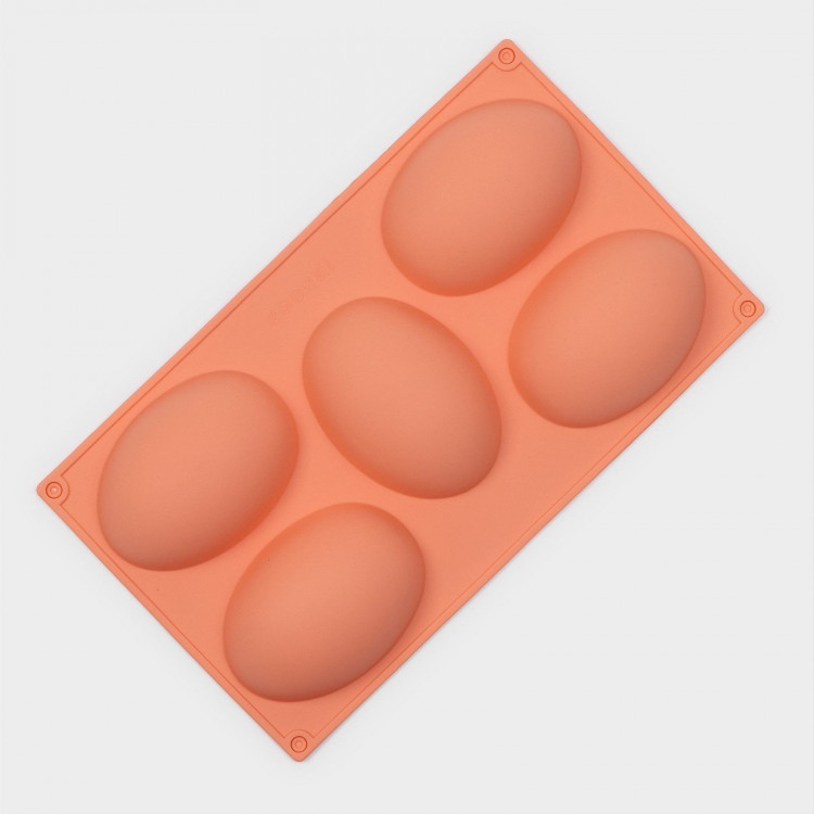 Форма для выпечки Доляна «Яйцо», силикон, 30×17,5 см, 5 ячеек (10×7×3,5 см), цвет МИКС 