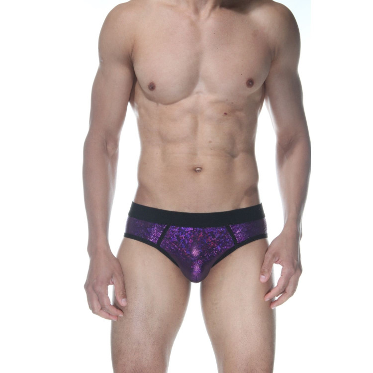 Сексуальные фиолетовые блестящие трусы-джоки 