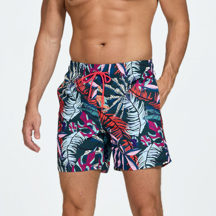 Темно-серые шорты с растительным принтом 