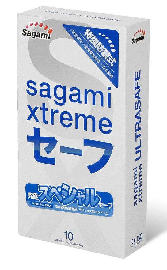 Презервативы Sagami Xtreme Ultrasafe с двойным количеством смазки - 10 шт. 