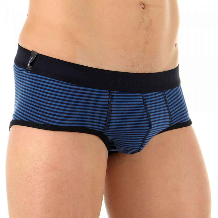 Синие мужские брифы в тонкую полоску 