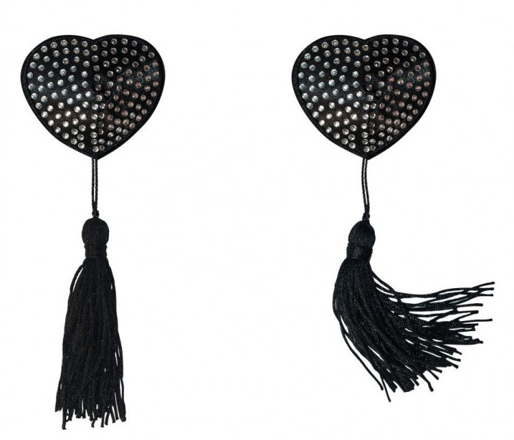 Черные пэстисы-сердечки Evans с кисточками и стразами 