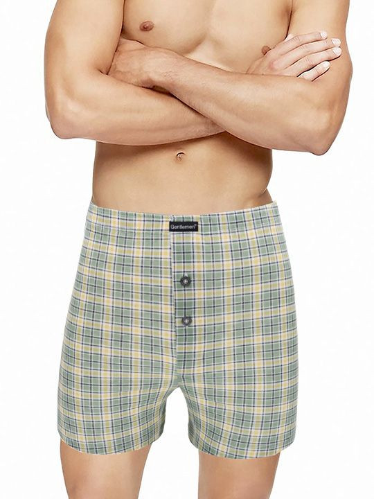 Хлопковые клетчатые трусы-боксеры с пуговками 