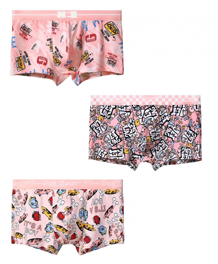 Набор из 3 розовых трусов-боксеров с яркими принтами 