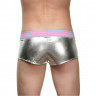 Мужские серебристые трусы-боксеры с широкой резинкой в полоску Мужские серебристые трусы-боксеры с широкой резинкой в полоску