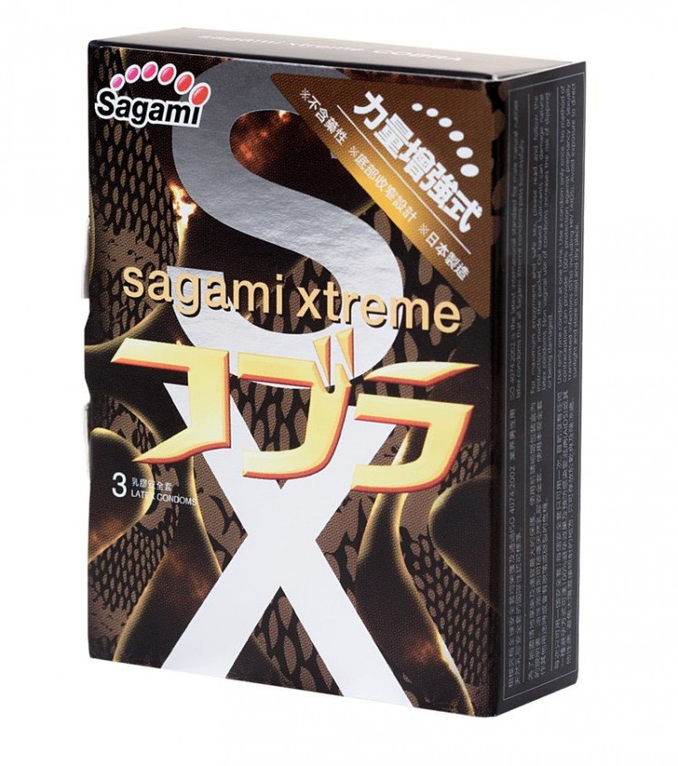 Суженные к основанию презервативы Sagami Xtreme Cobra - 3 шт. 