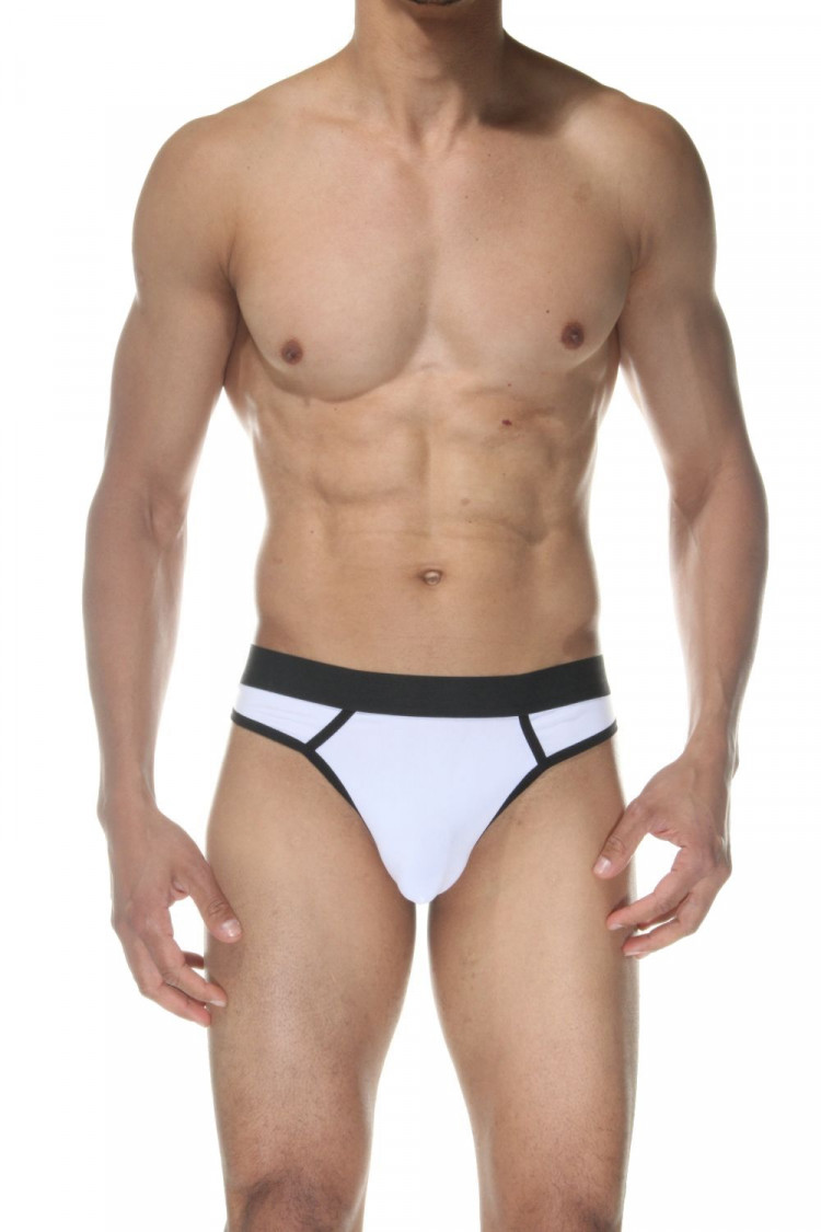 Белые мужские трусы-стринги 