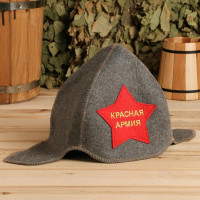 Войлочная шапка-будёновка для бани  Красная Армия 