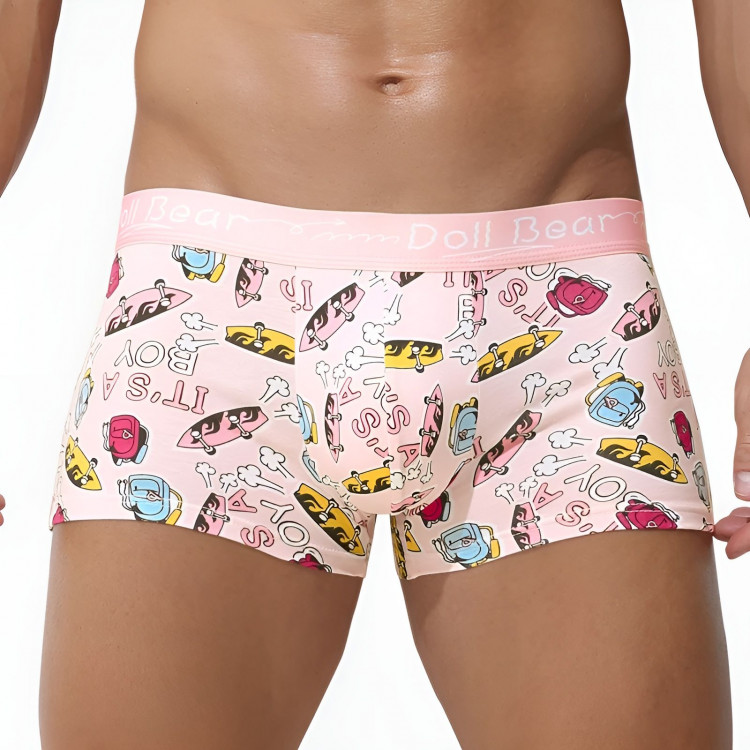 Розовые трусы-боксеры с принтом в виде скейтбордов 