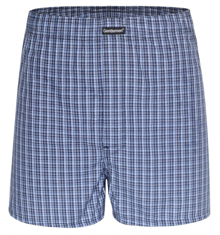 Синие хлопковые трусы-боксеры +size в клетку 
