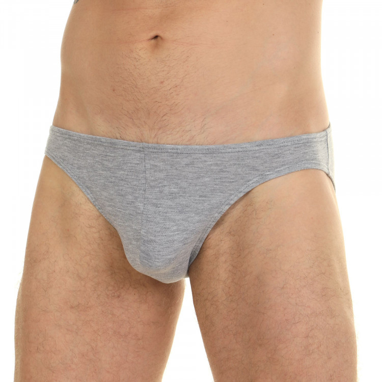 Серые меланжевые мужские трусы-слипы с низкой посадкой 