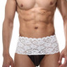 Мужские бело-черные трусы с пикантной шнуровкой