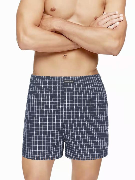 Темно-синие клетчатые трусы-боксеры 
