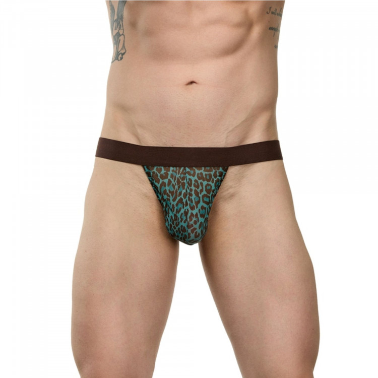 Сексуальные трусы-тонги с леопардовым принтом 