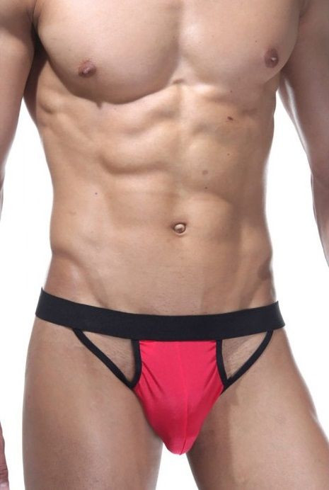 Эффектные двухцветные мужские трусы-стринги 