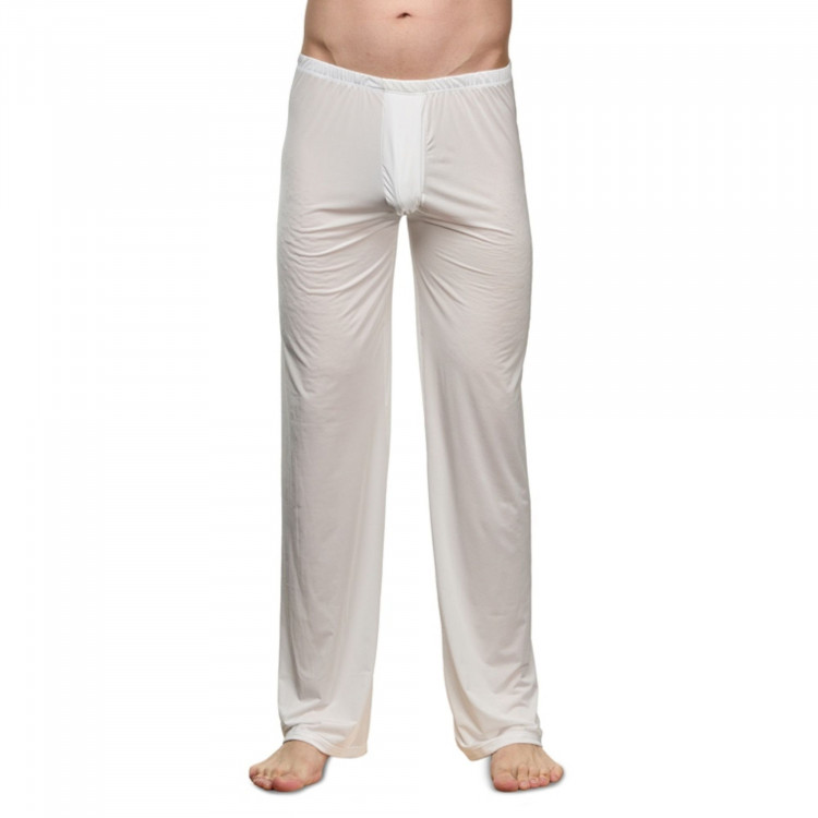 Белые полупрозрачные мужские брюки 