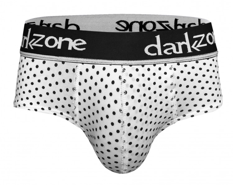 Белые хлопковые брифы в горошек с брендированной резинкой 