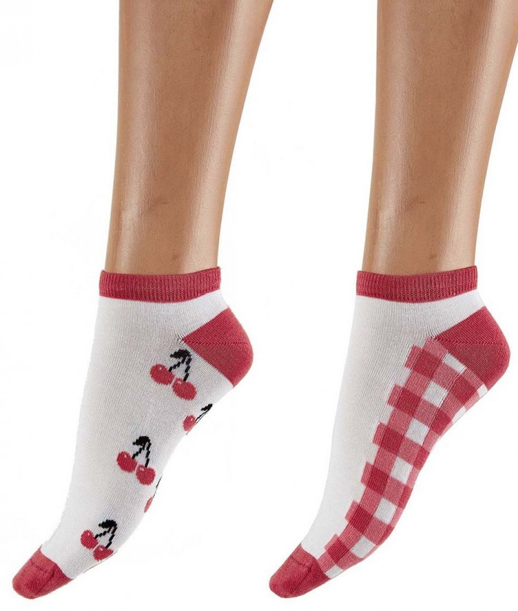Набор из 2 пар носков Bamboo Socks - с вишенками и в клетку 