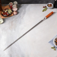 Прямой шампур «Стандарт» с деревянной ручкой - 75 см.