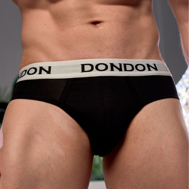 Черные хлопковые мужские трусы-брифы 