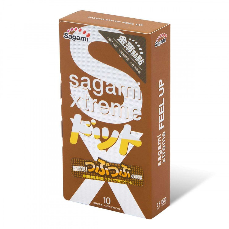 Презервативы Sagami Xtreme Feel Up с точечной текстурой и линиями прилегания - 10 шт. 