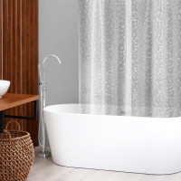 Белая штора для ванной «Галька» (180х180 см)