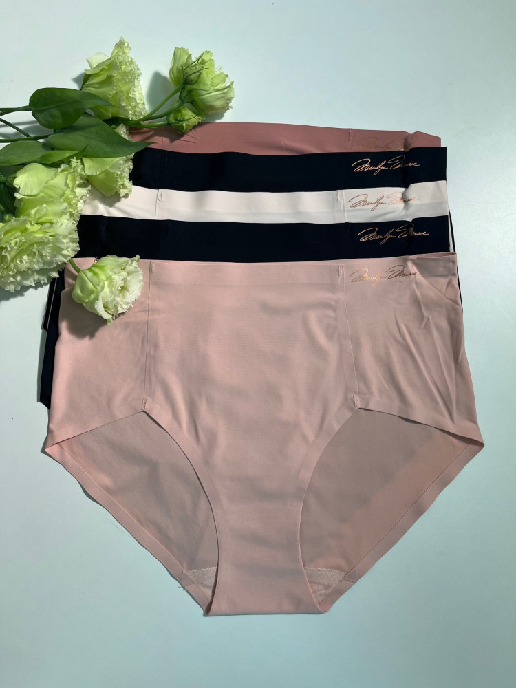 Набор из 5 однотонных разноцветных бесшовных трусиков 