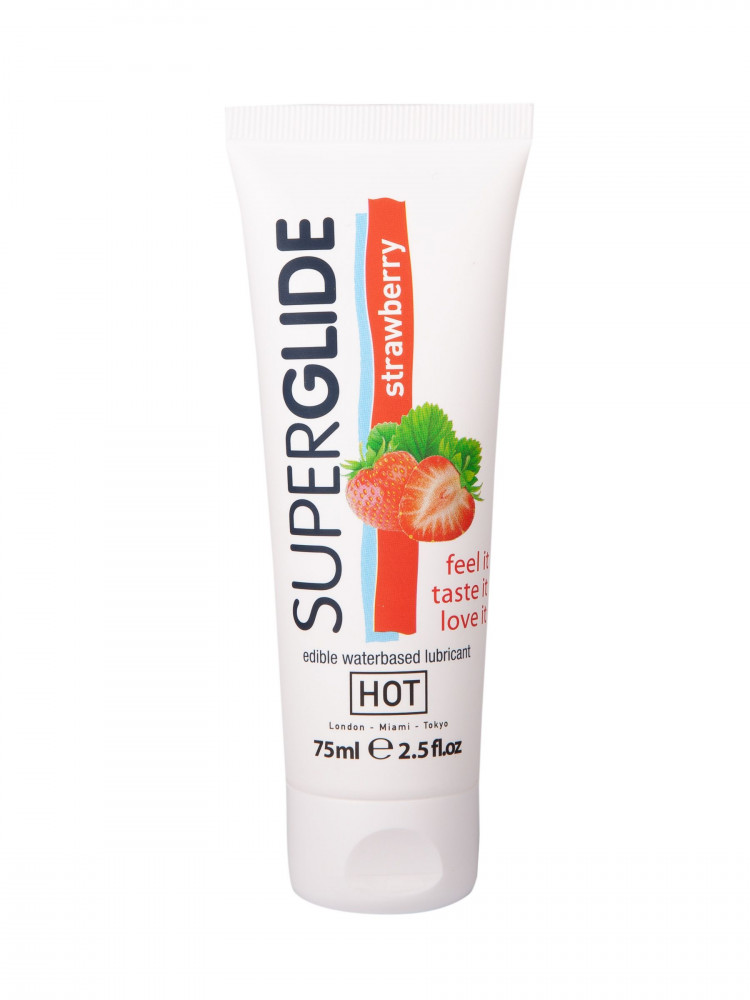 Гель на водной основе с ароматом клубники Superglide Strawberry - 75 мл. 