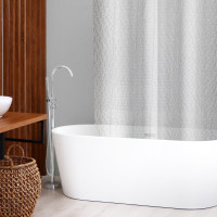 Белая штора для ванной «Геометрия» (180х180 см)