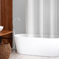 Белая штора для ванной «Квадраты» (180х180 см)