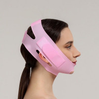 Розовая маска для коррекции овала лица на липучке