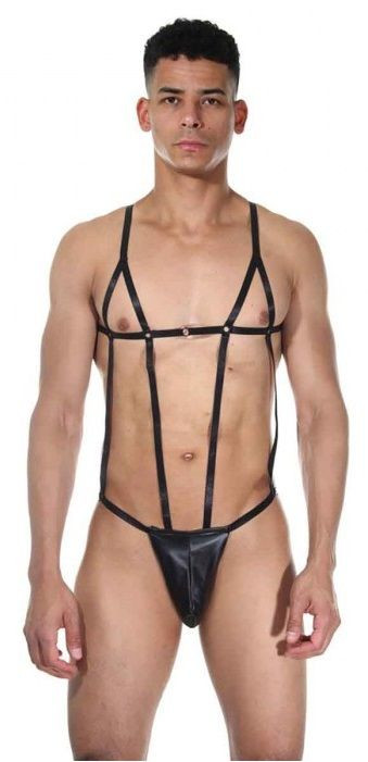 Стильное мужское боди с тонкими ремешками 